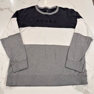 American Eagle 90s Y2K Crew Neck Colorblock Sweatshirt Women XL Black White Gray